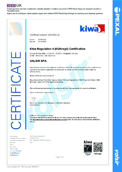 Pexal & Pexal Easy full bore KIWA UK reg 4