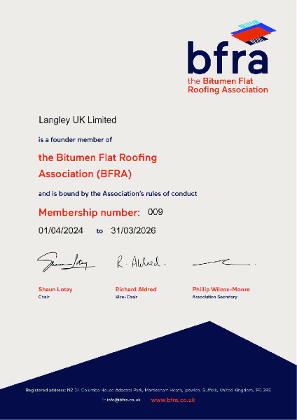 Langley UK - The Bitumen Flat Roofing Association (BFRA) Founder Member