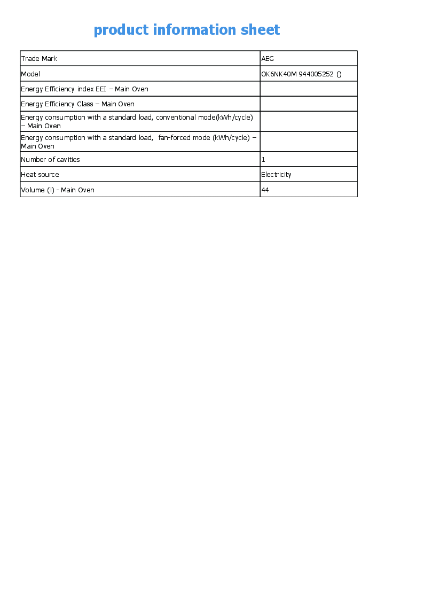 OK6NK40M - Product Information Sheet