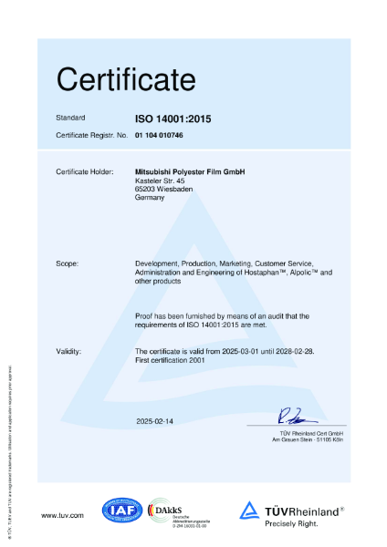 ISO 14001 Certificate