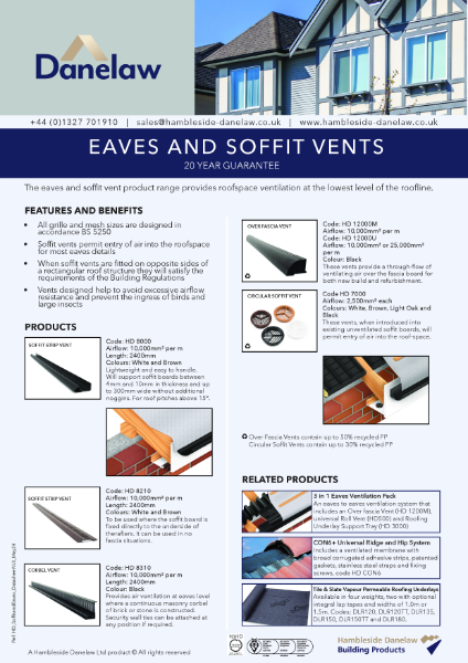 Eaves and Soffit Vents Datasheet