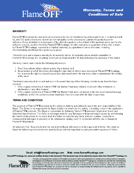 Fire Barrier Paint Warranty Term and Conditions