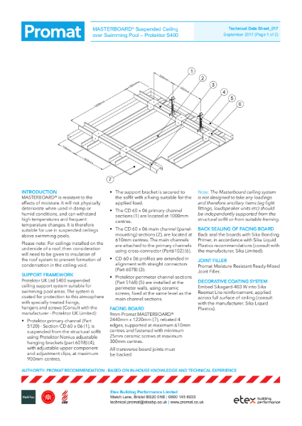 Masterboard Technical Data Sheet Swimming Pools