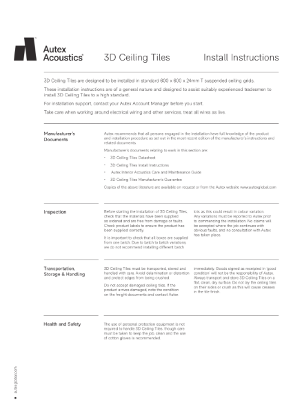 3D Ceiling Tiles Install Instructions