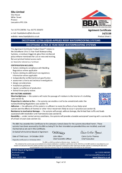 Decothane Ultra 15 Year Roof Waterproofing Systems