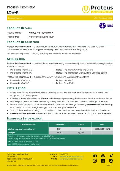 Product Data Sheet - Proteus Pro-Therm Low-K