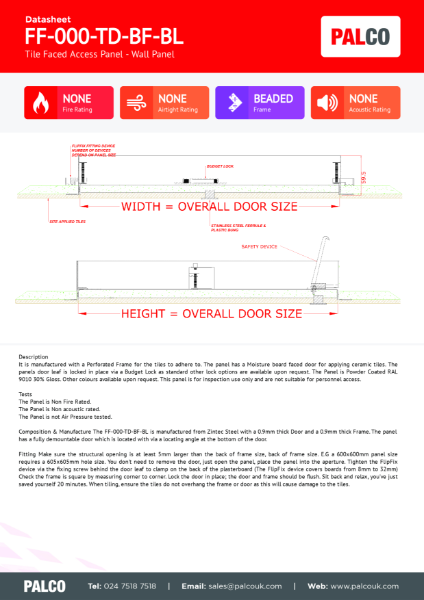 Tile Door Flipfix Wall Panel Beaded Frame Budget Lock