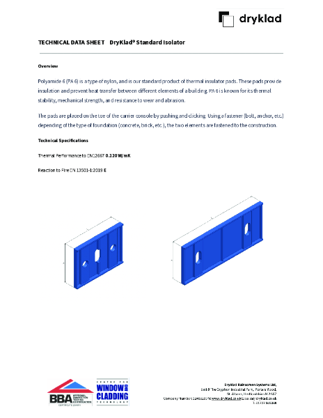 DryKlad Standard Isolator Datasheet