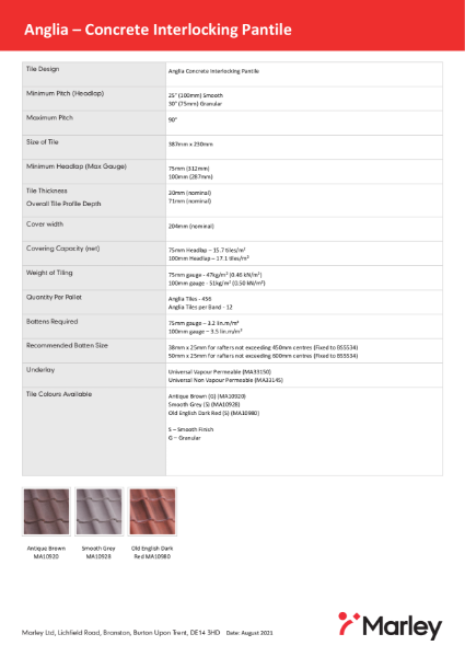 Anglia Data Sheet