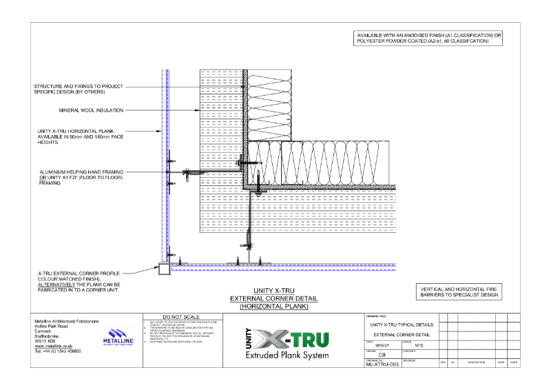 XTRU-D03 EXTERNAL CORNER Technical Drawing