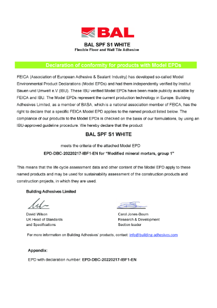 Environmental Product Declaration - BAL SPF S1