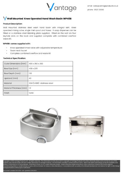 Product Data Sheet - WP40B