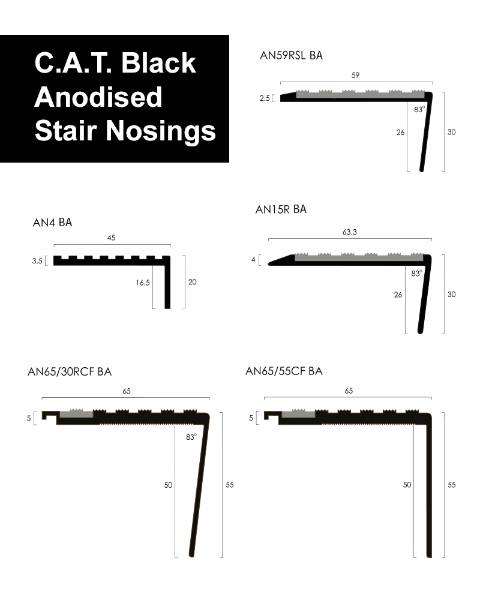 Black Anodised Aluminium Stair Nosing