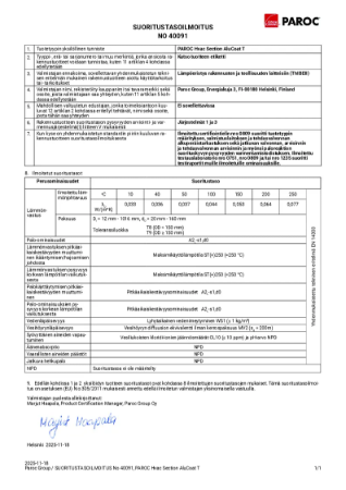 DoP 40091 PAROC Hvac Section AluCoat T