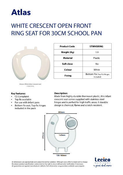 Crescent Open Front White Ring Seat for SCWH30PA