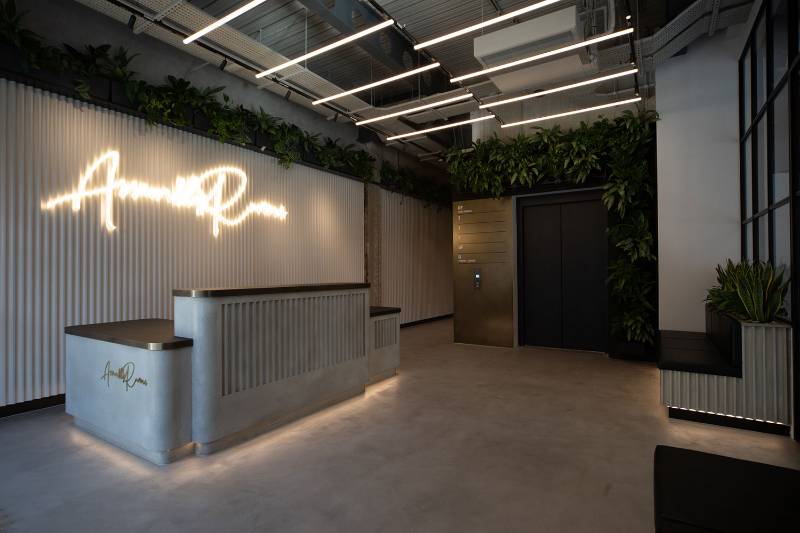 Concrete Reception Desk at Assembly Rooms