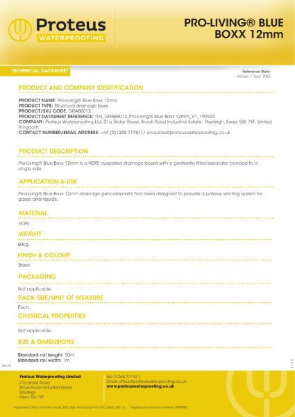 Product Data Sheet - Pro-Living® Blue Boxx (12 mm)