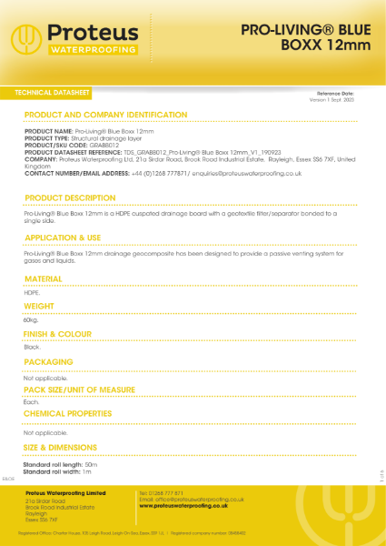 Product Data Sheet - Proteus Pro-Living® Blue Boxx (12 mm)