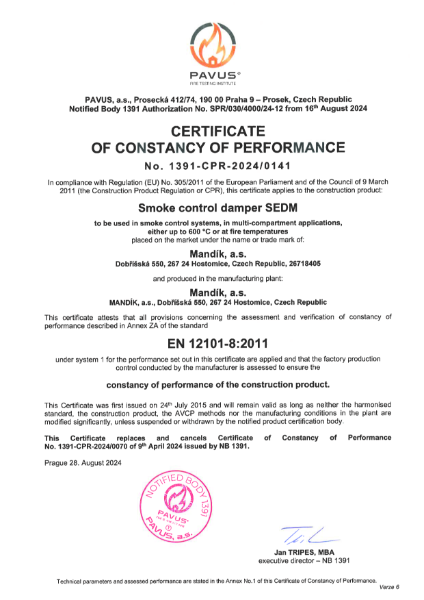 SEDM – Certificate (CE)