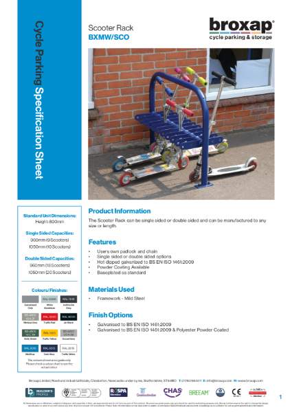 Scooter Rack Specification Sheet