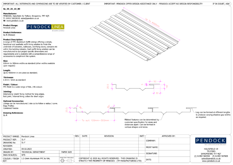 Pendock Linea - Building Linings - Soffit Linings Ribbed