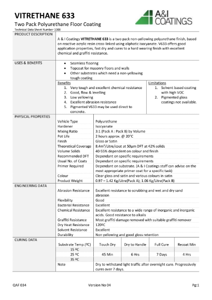 Vitrethane 633 Technical Data Sheet