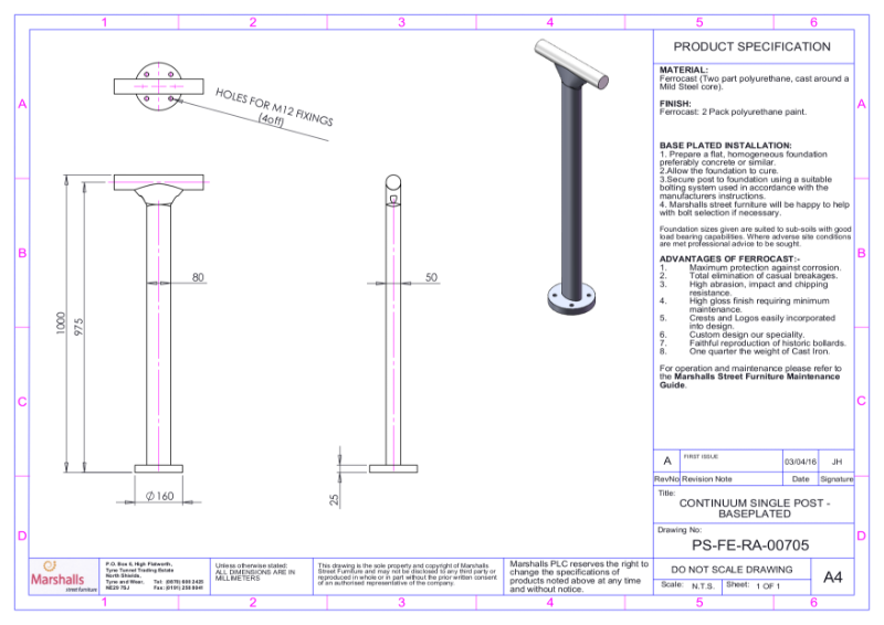 Continuum Single Post - Baseplated