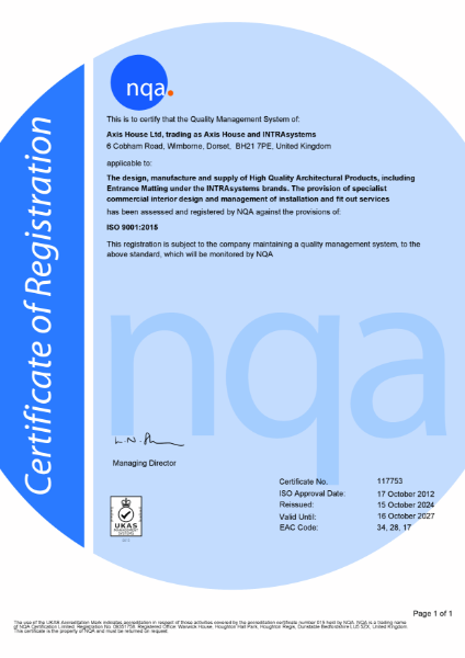 INTRAsystems ISO 9001 Certificate