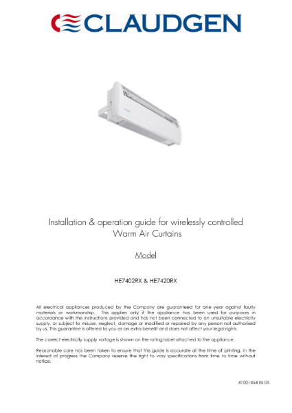 HE7402RX HE7420RX user instructions