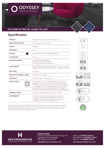 Heckmondwike - Odyssey - Specification Sheet