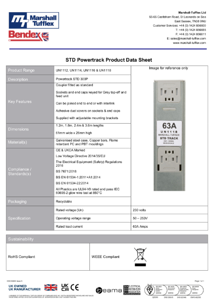 Standard Powertrack Product Data Sheet
