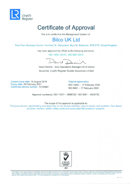 ISO 14001:2015 and ISO 9001:2015 Certificate