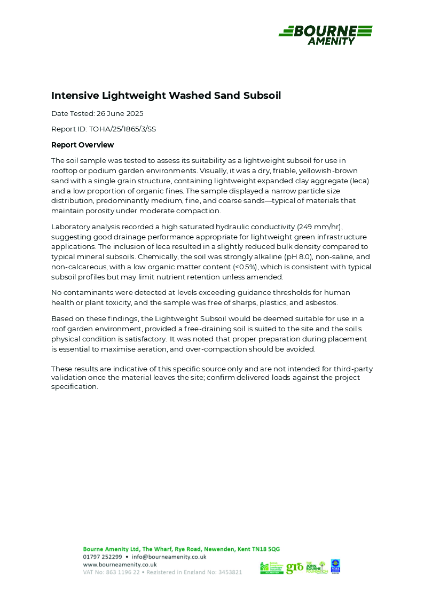 Intensive Lightweight Washed Sand Subsoil