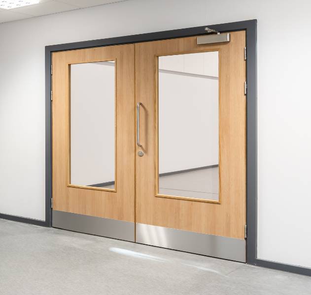 Double Door, NFR, With Vision Panel - Non Fire Rated Double Timber Door