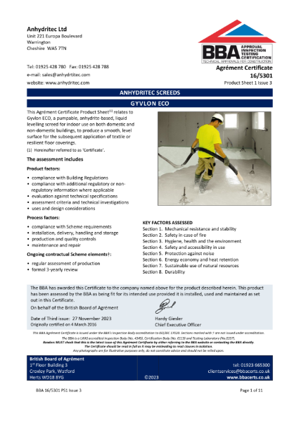 Gyvlon Eco Screed BBA