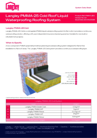 Langley PMMA - 25 Cold  Liquid Waterproofing System Data Sheet