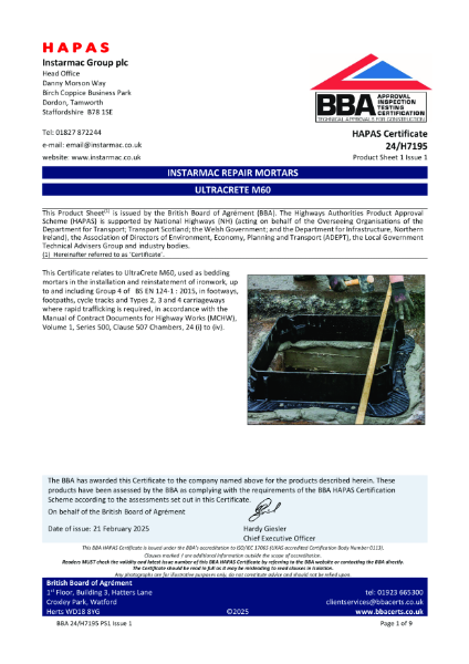 BBA HAPAS Certification