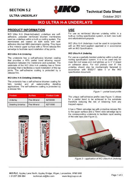 Technical Data Sheet (TDS) - IKO ULTRA Heat-Activated Underlays