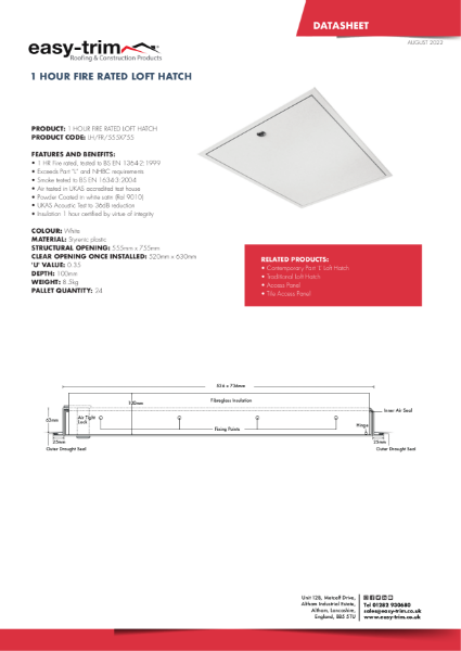 1 Hr Fire Rated Loft Hatch Datasheet