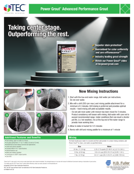 Power Grout Mixing Info