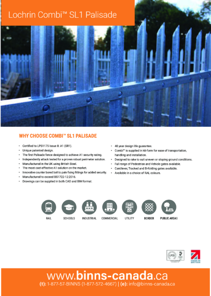 Lochrin Bain Combi SL1 Palisade Fencing Product Sheet