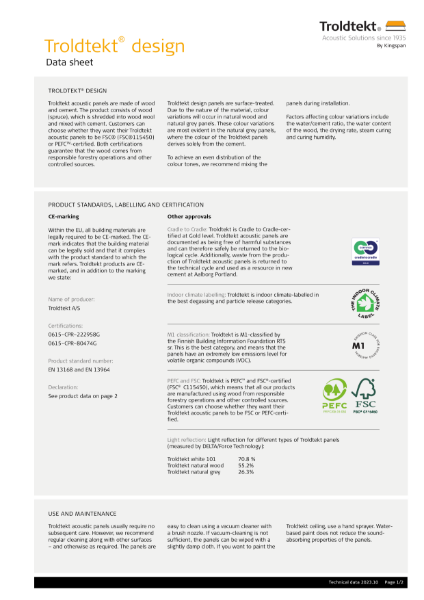 Troldtekt® Design Data Sheet