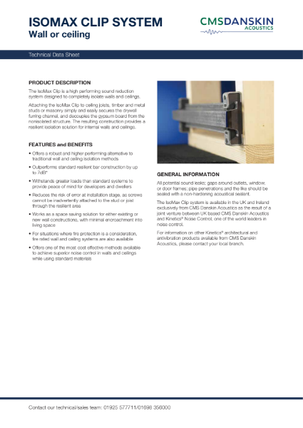 CMS Danskin Acoustics Isomax Clips - TDS Issue 6 01 2023