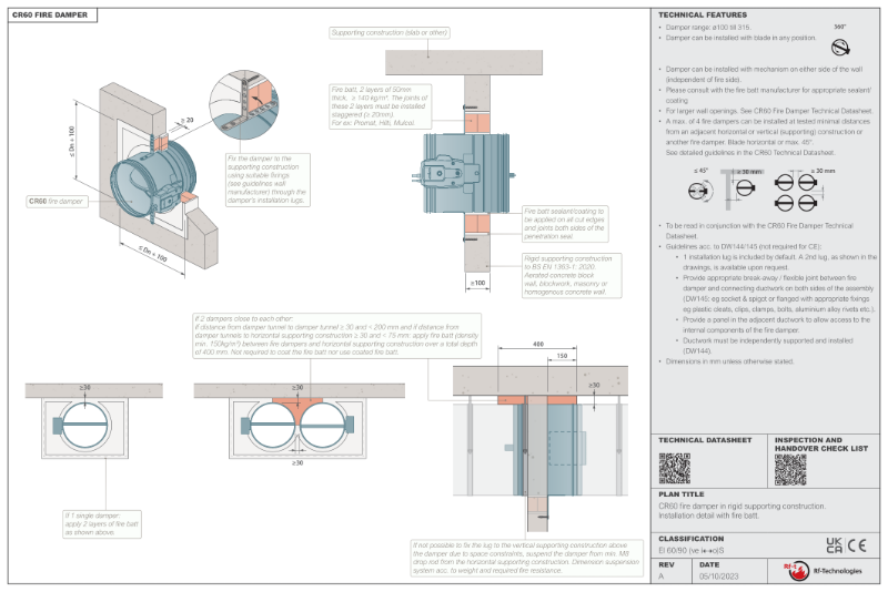 CR60 DW145 compliant installation guide - rigid wall