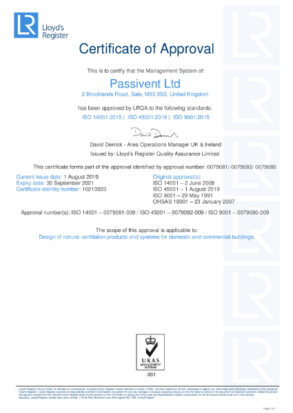 Passivent - ISO 14001:2015 | ISO 45001:2018 | ISO 9001:2015
