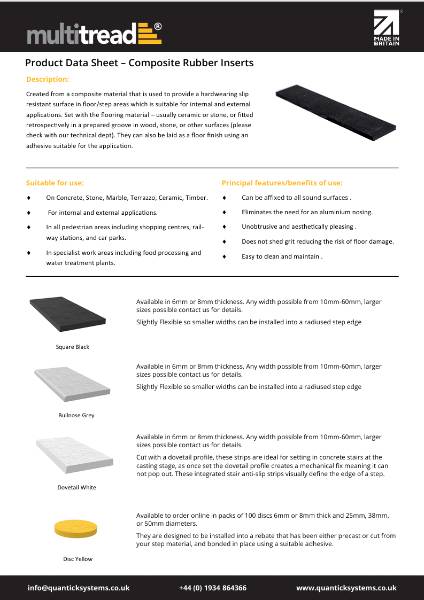 Composite Inserts Data Sheet