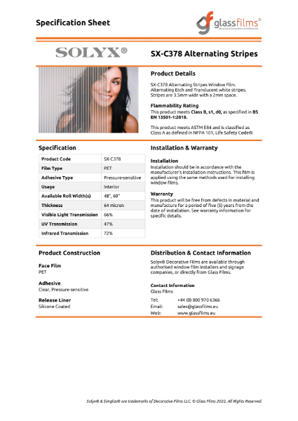 SX-C378 Alternating Stripes Specification Sheet