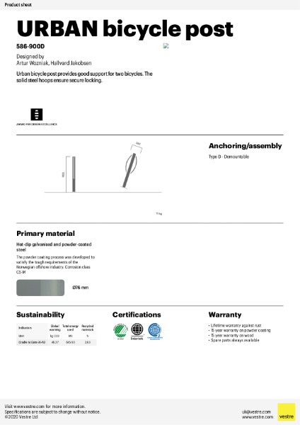 Urban bicycle post, demountable - 586-900D