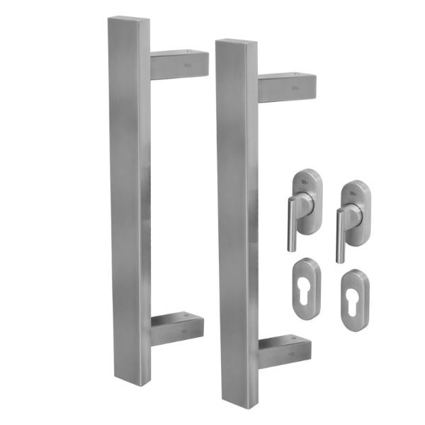 Straight Slide Handle Kit Offset Rectangular For Aluminium Sliding Doors  - BLU™ KM856 