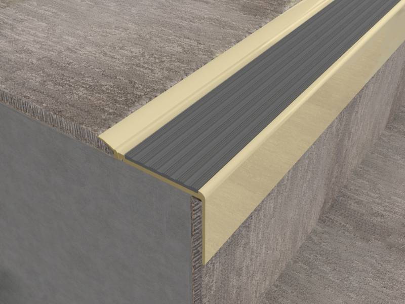 BNE naplock profile with brass stair nosings using retrofit fixings ...